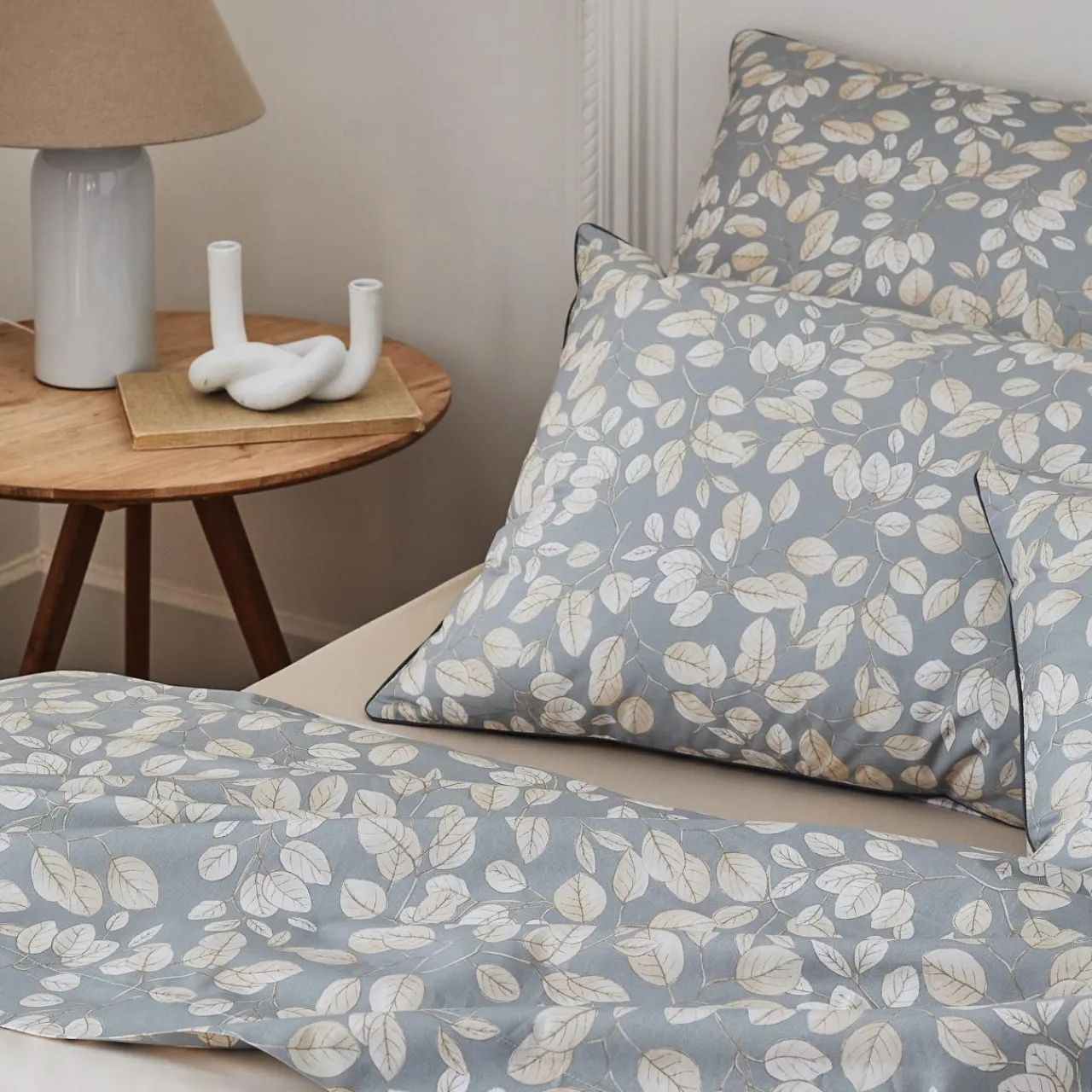 TRADILINGE Housse de couette percale de coton (280 x 240 cm) Lison e Gris