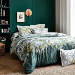 TRADILINGE Housse de couette percale de coton (260 x 240 cm) Trinidad Mousson e Vert Best