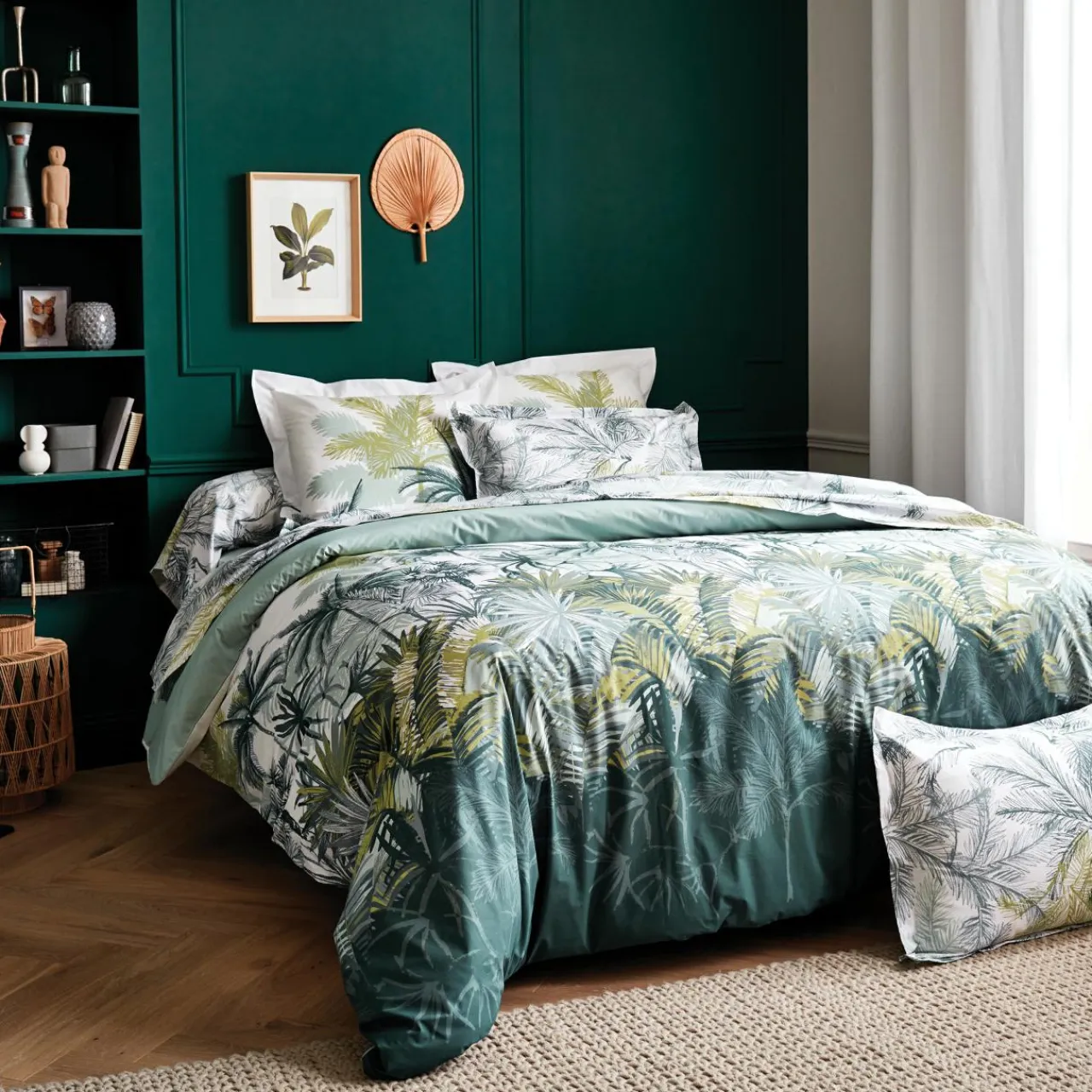 TRADILINGE Housse de couette percale de coton (260 x 240 cm) Trinidad Mousson e Vert Best