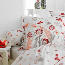 TRADI LINGE Housse de couette percale de coton (200 x 200 cm) Petite Folie Rouge Discount
