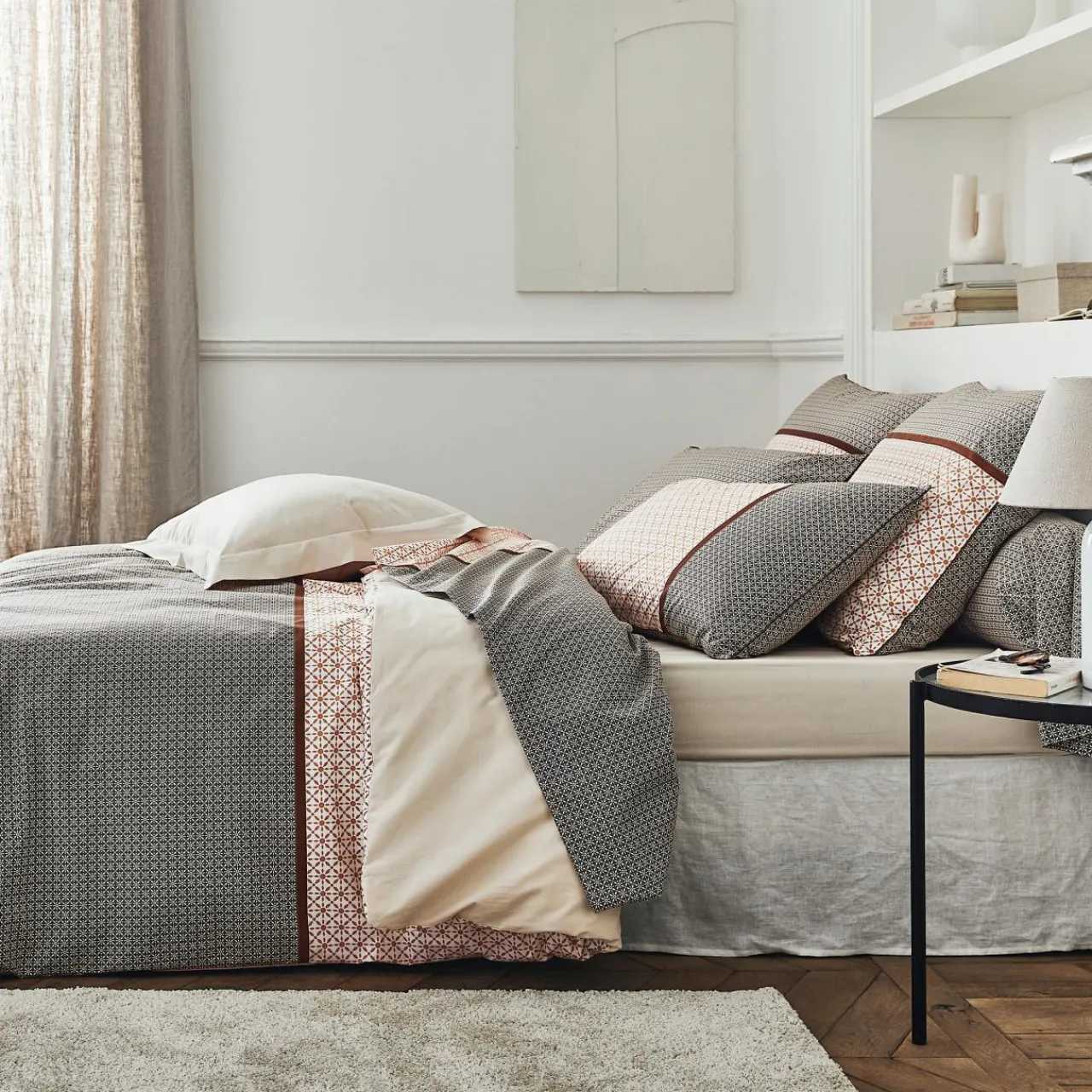 TRADILINGE Housse de couette percale de coton (260 x 240 cm) Gabin Multicolore New