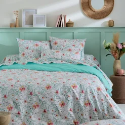 TRADI LINGE Housse de couette percale de coton (200 x 200 cm) Roxane Multicolore Hot