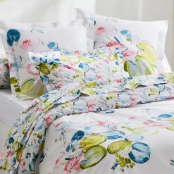 TRADILINGE Housse de couette percale de coton (260 x 240 cm) Nénuphar Aqua Multicolore New