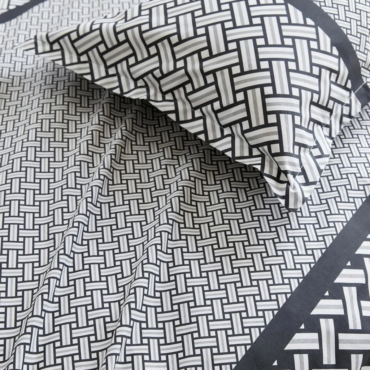 TRADILINGE Housse de couette percale de coton (260 x 240 cm) Riviera e Gris Clearance