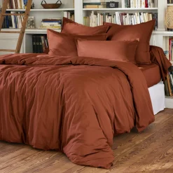 EMINZA Housse de couette percale de coton (260 x 240 cm) Cali Terracotta Hot