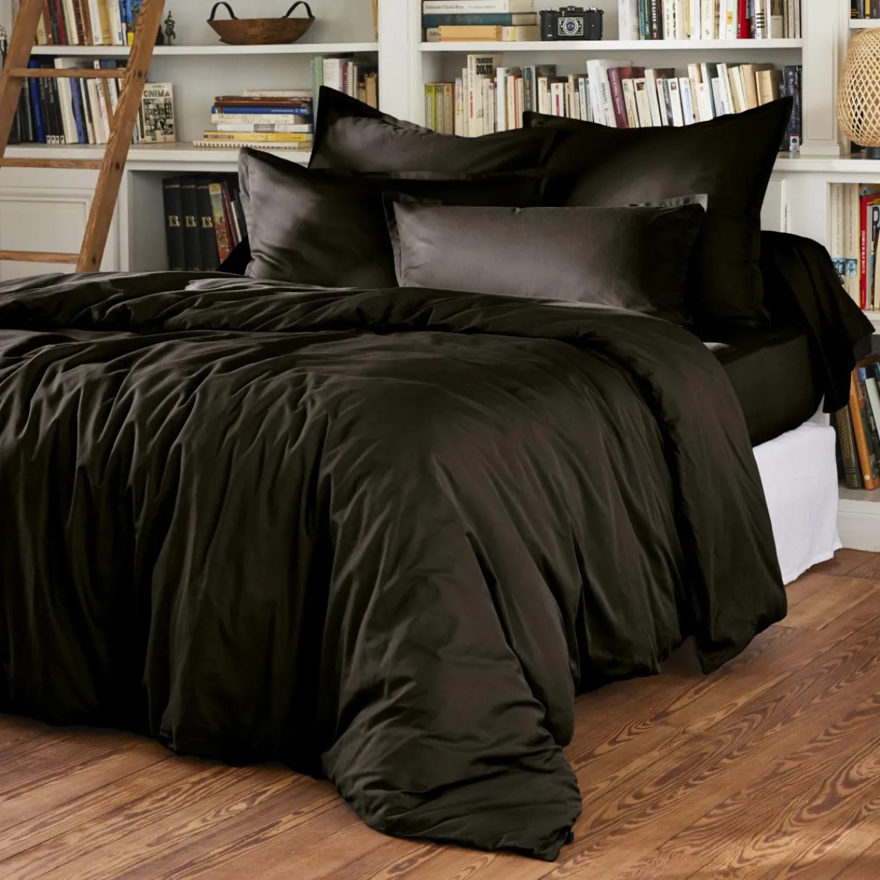 EMINZA Housse de couette percale de coton (240 x 220 cm) Cali e Noir Clearance