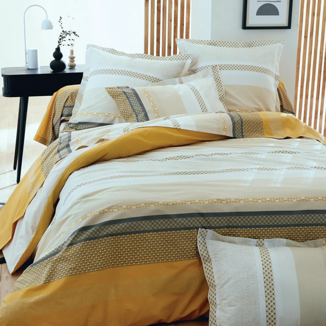 TRADILINGE Housse de couette percale de coton (260 x 240 cm) Marlow Jaune Clearance