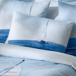 TRADI LINGE Housse de couette percale de coton (240 x 220 cm) Regate e Bleu Discount