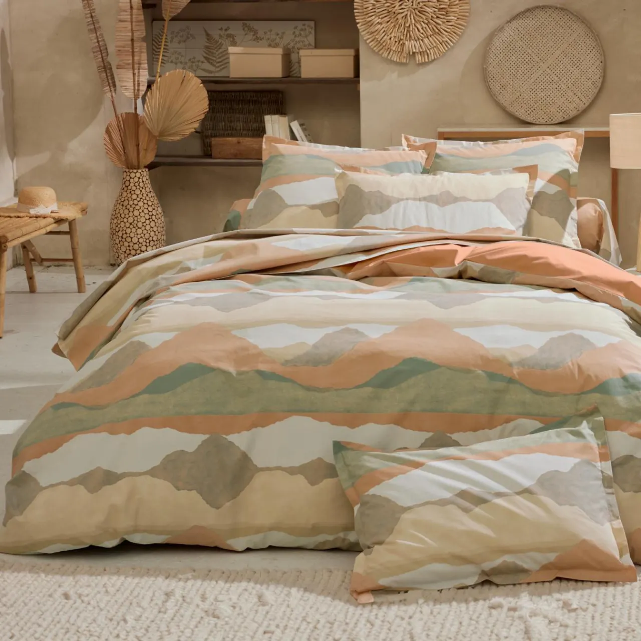 TRADI LINGE Housse de couette percale de coton (240 x 220 cm) Land Craie Beige Discount