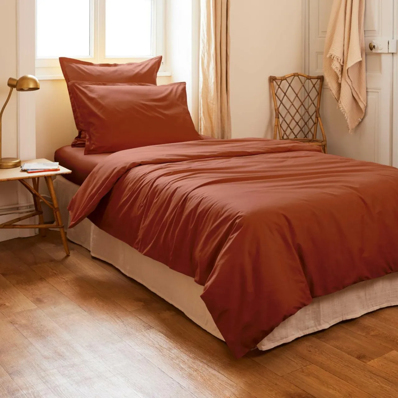 EMINZA Housse de couette percale de coton (140 x 200 cm) Cali Terracotta Discount