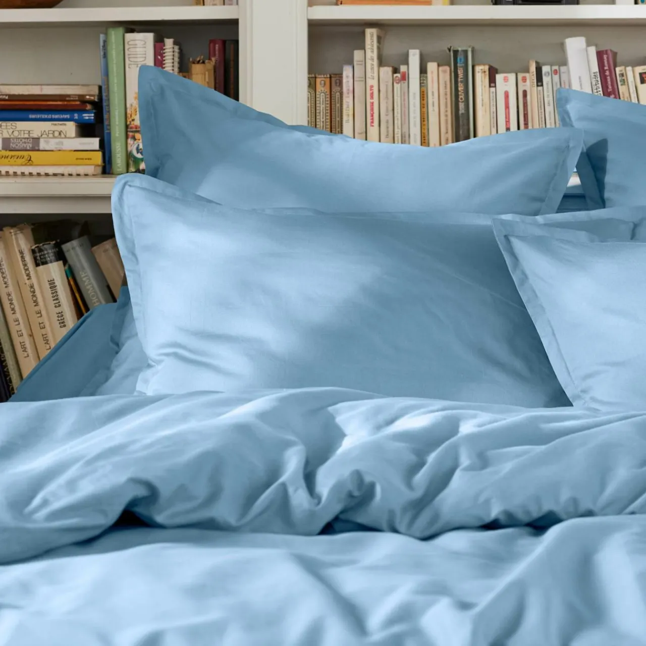 EMINZA Housse de couette percale de coton (240 x 220 cm) Cali Bleu Ciel Clearance