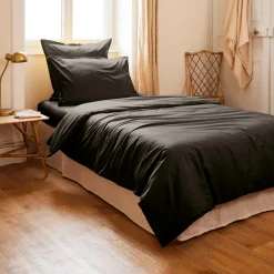 EMINZA Housse de couette percale de coton (140 x 200 cm) Cali e Noir New