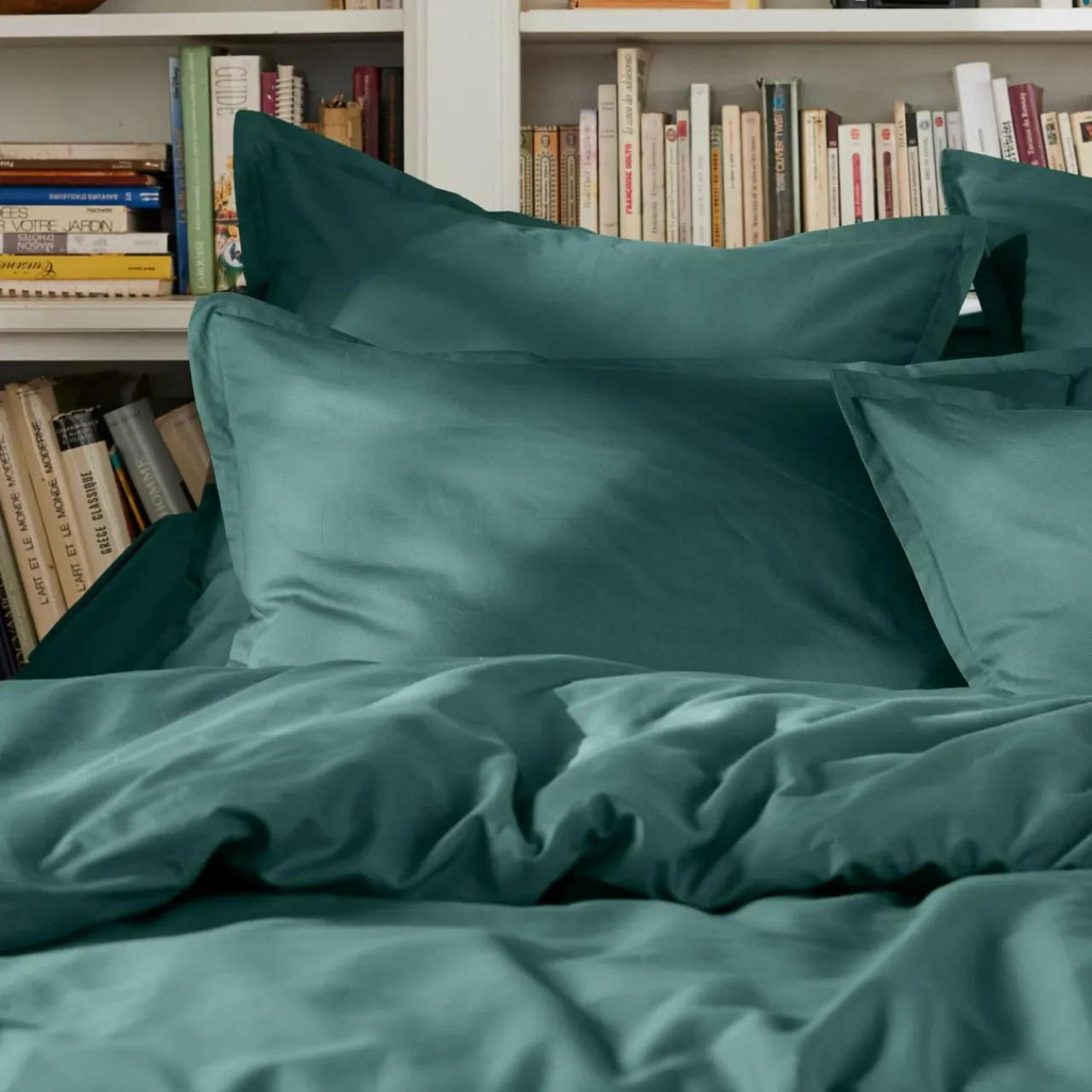 EMINZA Housse de couette percale de coton (260 x 240 cm) Cali Bleu canard Hot