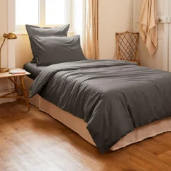 EMINZA Housse de couette percale de coton (140 x 200 cm) Cali Gris Anthracite