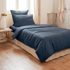 EMINZA Housse de couette percale de coton (140 x 200 cm) Cali Bleu marine Outlet