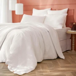 EMINZA Housse de couette quadruple gaze de coton (280 x 240 cm) Victoria x Gaïa chantilly Blanc Sale