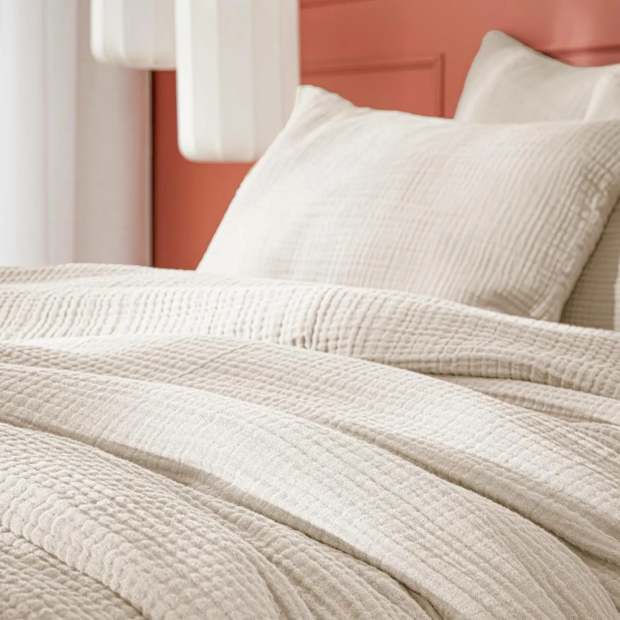 EMINZA Housse de couette quadruple gaze de coton (240 x 220 cm) Victoria x Gaïa pampa Beige Outlet