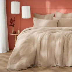 EMINZA Housse de couette quadruple gaze de coton (240 x 220 cm) Victoria x Gaïa Ficelle Sale