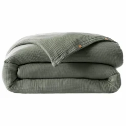 EMINZA Housse de couette quadruple gaze de coton (280 x 240 cm) Victoria x Gaïa Vert romarin Best