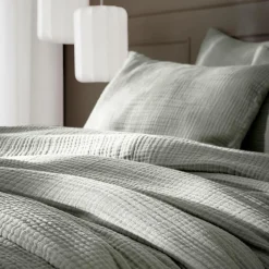EMINZA Housse de couette quadruple gaze de coton (240 x 220 cm) Victoria x Gaïa Vert romarin Clearance
