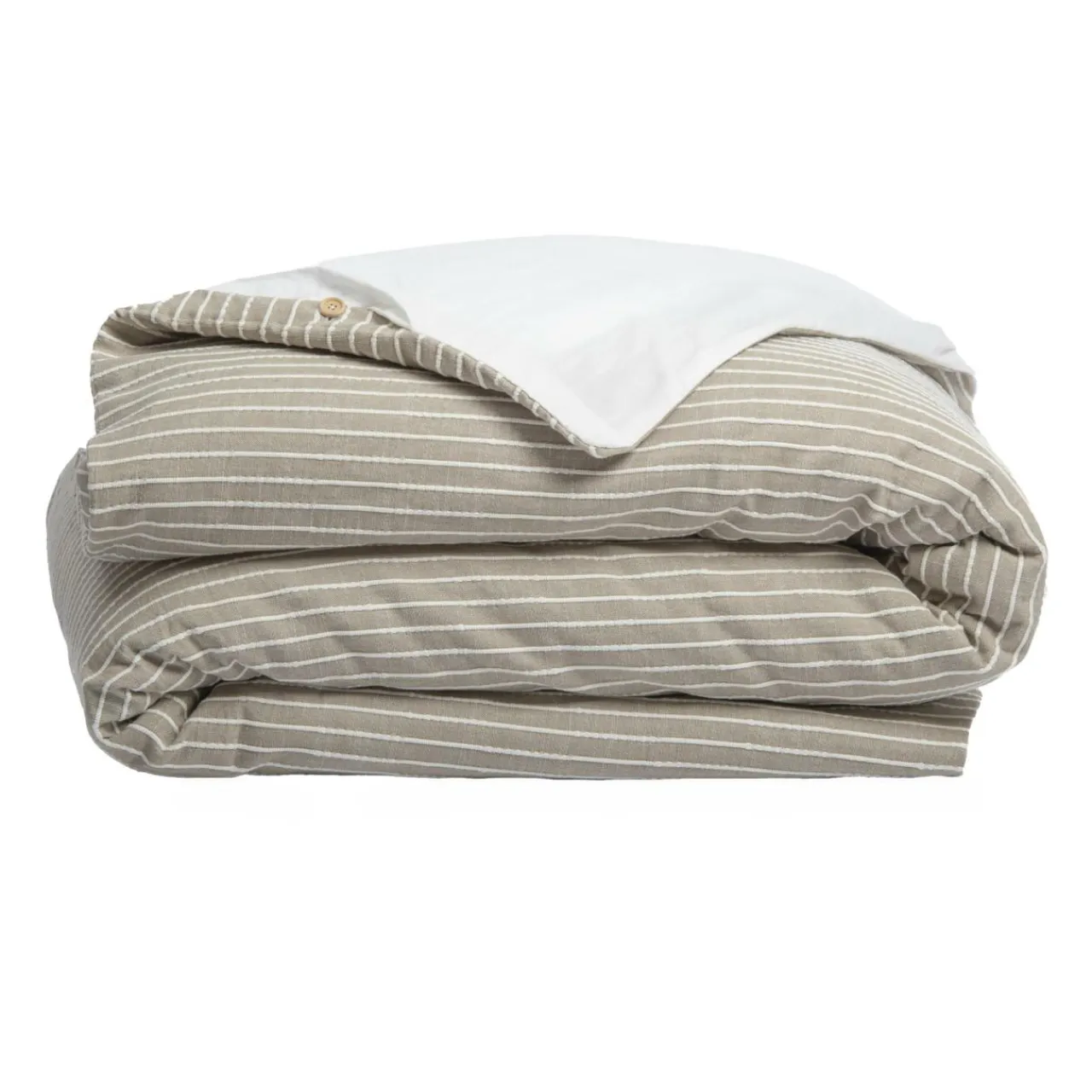 EMINZA Housse de couette réversible coton texturé et percale (140 x 200 cm) Alice Ecru New