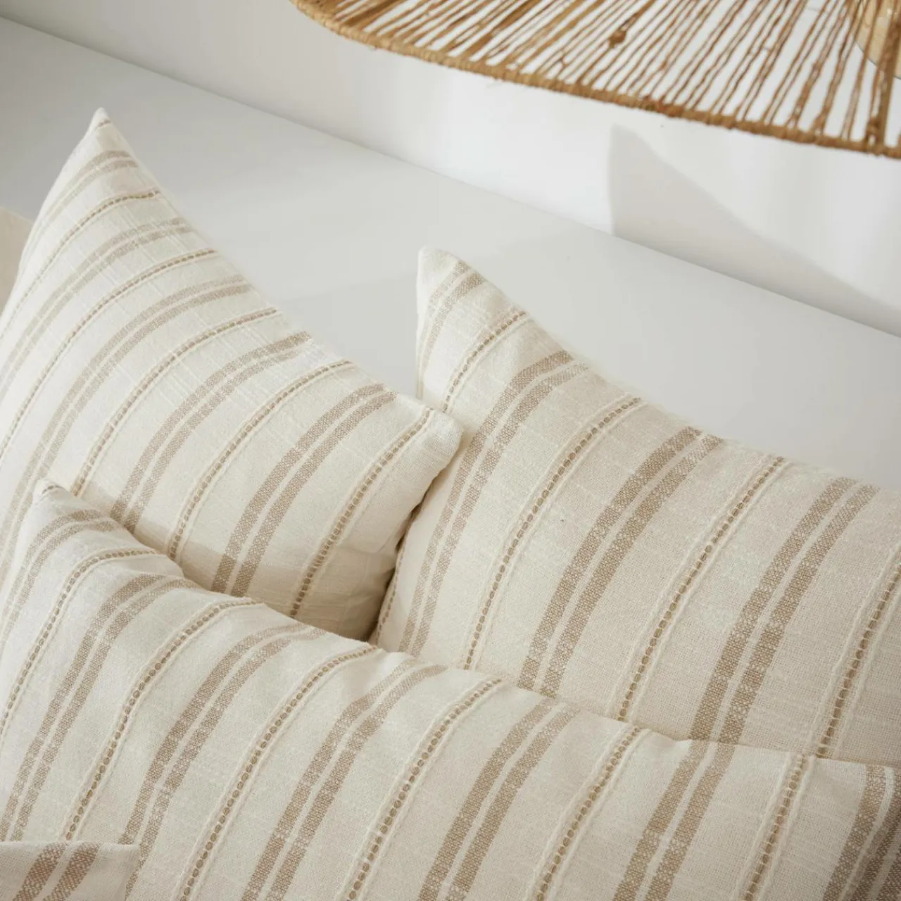 EMINZA Housse de couette réversible coton texturé et percale (140 x 200 cm) Alice Ficelle