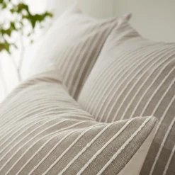 EMINZA Housse de couette réversible coton texturé et percale (200 x 200 cm) Alice Ecru