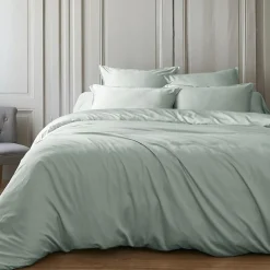 EMINZA Housse de couette satin de bambou (260 x 240 cm) Sienna Vert Eucalyptus Discount