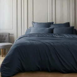EMINZA Housse de couette satin de bambou (260 x 240 cm) Sienna Bleu nuit Best