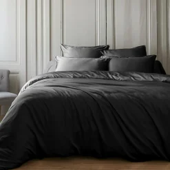 EMINZA Housse de couette satin de bambou (240 x 220 cm) Sienna Noir Best