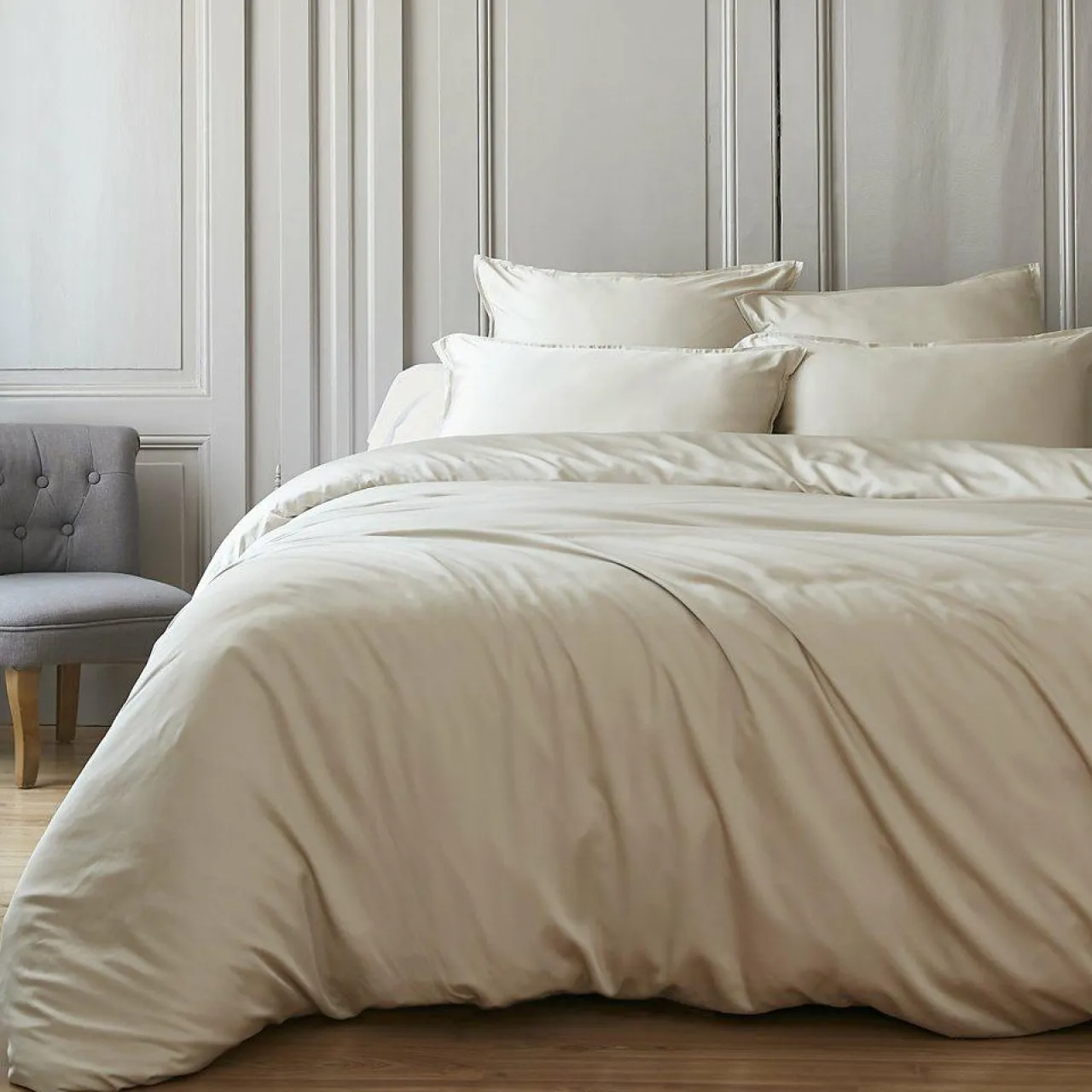 EMINZA Housse de couette satin de bambou (200 x 200 cm) Sienna Beige Online