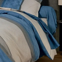 TRADI LINGE Housse de couette satin de coton (140 x 200 cm) Tiago e Bleu New