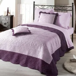 DOUCEUR D'INTERIEUR Housse de coussin boutis carrée (60 cm) Edana Prune Hot