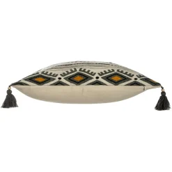 ATMOSPHERA Housse de coussin carrée coton (40 x 40 cm) Azteq Pampil Ecru New