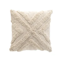douceur d'intu017drieur Housse de coussin carrée coton tufté (40 x 40 cm) Sheny Beige Best