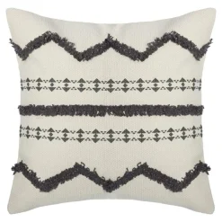 ATMOSPHERA Housse de coussin carrée coton (40 x 40 cm) Wave e Gris Discount
