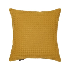 EMINZA Housse de coussin carrée coton nid d'abeille (40 x 40 cm) Maya Jaune safran Best