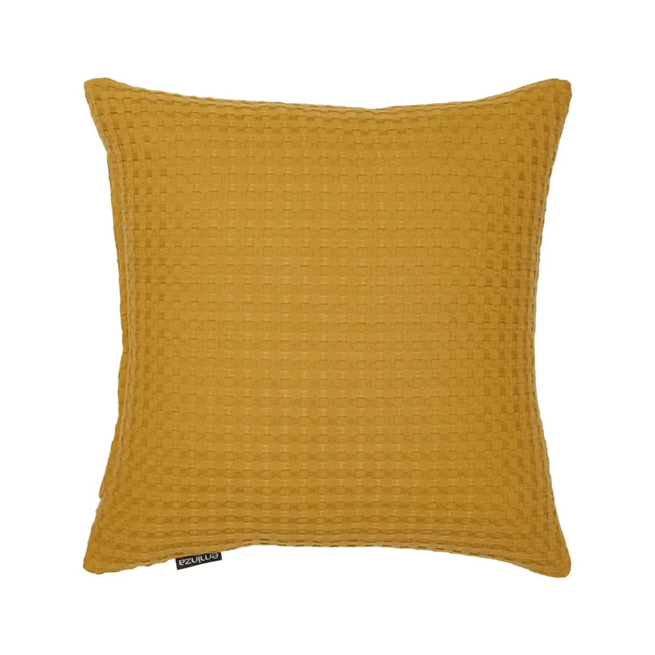 EMINZA Housse de coussin carrée coton nid d'abeille (40 x 40 cm) Maya Jaune safran Best