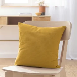 EMINZA Housse de coussin carrée coton tissé (40 x 40 cm) Léa Jaune safran Hot