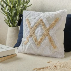 ATMOSPHERA Housse de coussin carrée coton (40 x 40 cm) Rory Ivoire Outlet