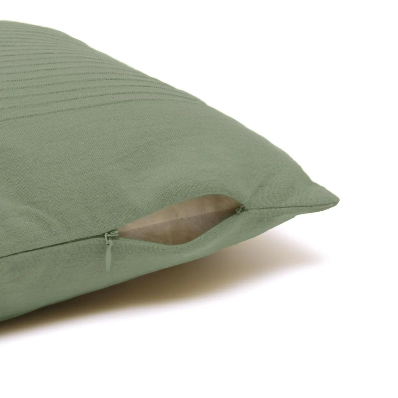 EMINZA Housse de coussin carrée coton tissé (40 x 40 cm) Léa Vert romarin