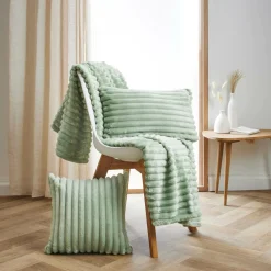 EMINZA Housse de coussin carrée flanelle (40 x 40 cm) Dune Vert sauge Discount