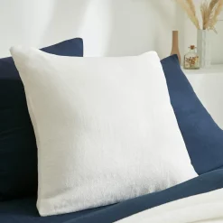 EMINZA Housse de coussin carrée flanelle (60 x 60 cm) Didou Ivoire New