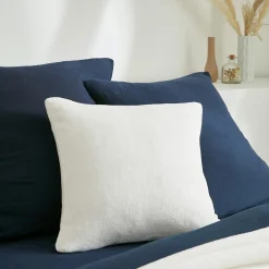 EMINZA Housse de coussin carrée flanelle (45 x 45 cm) Didou Ivoire Outlet