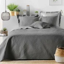 DOUCEUR D'INTERIEUR Housse de coussin carrée microfibre (40 x 40 cm) Romane Gris Anthracite Hot