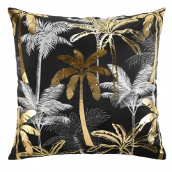 DOUCEUR D'INTERIEUR Housse de coussin carrée velours (60 cm) Feanor e Noir Outlet