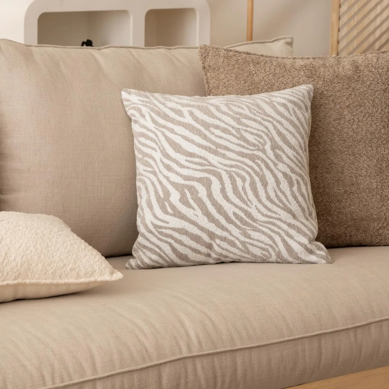 Atmosphera, cru017dateur d'intu017drieur Housse de coussin carrée (40 x 40 cm) Jeni Beige Best