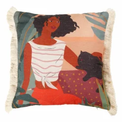 OSTARIA Housse de coussin carrée (40 x 40 cm) Nature Multicolore Outlet