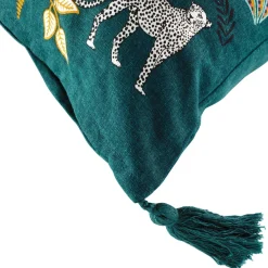 DOUCEUR D'INTERIEUR Housse de coussin coton pompons (40 x 40 cm) Malaga Bleu canard Outlet
