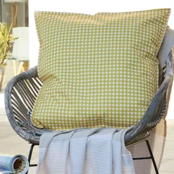 L'effet papillon Housse de coussin extérieur carrée (60 x 60 cm) Vickie Jaune Vichy jaune New
